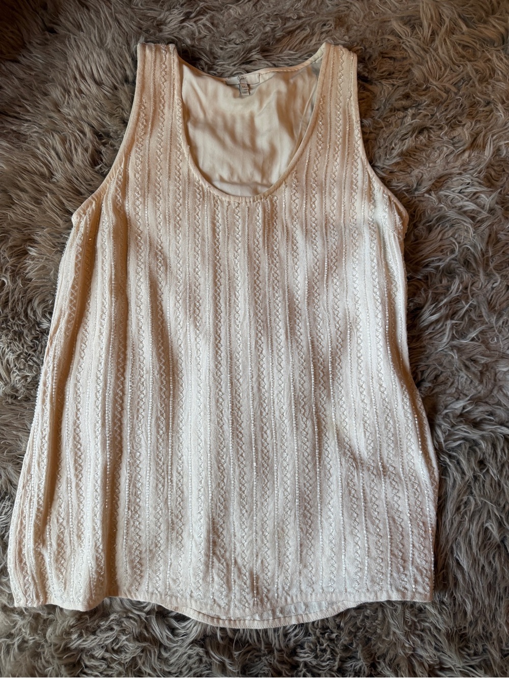 Joie Sleeveless Beaded Cream Knit Tank Top - Lightweight Women's Top
